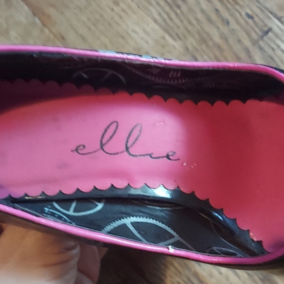 Elle Black and Pink High Heel Peep-Toe Shoes - Picture 3 of 9